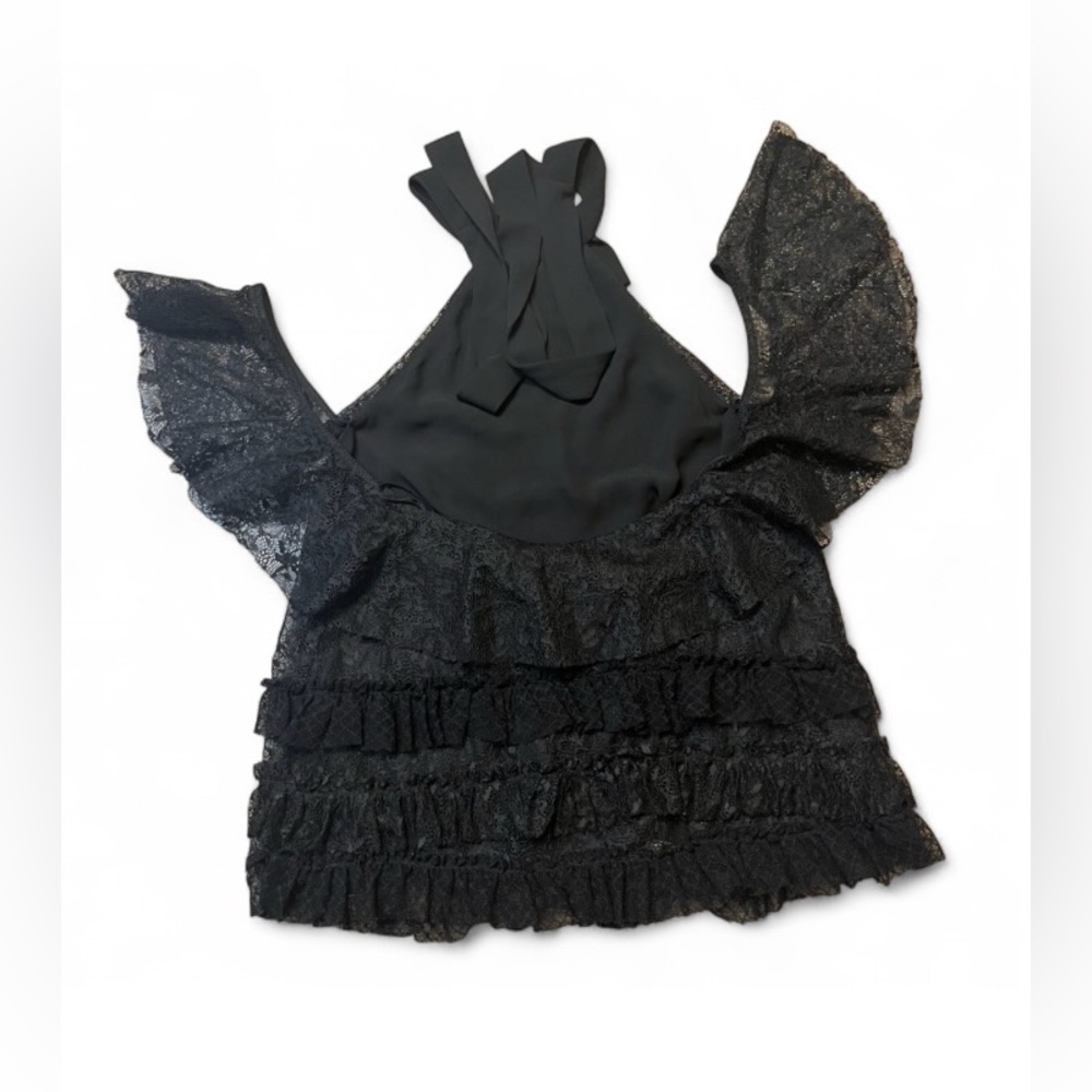 Zara Black Lace Ruffled Halter Neck Cold
Shoulder Top Size S - Picture 9 of 16